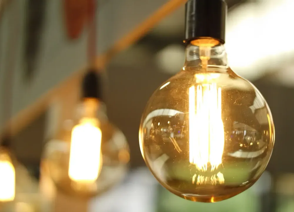 Edison bulb lit up